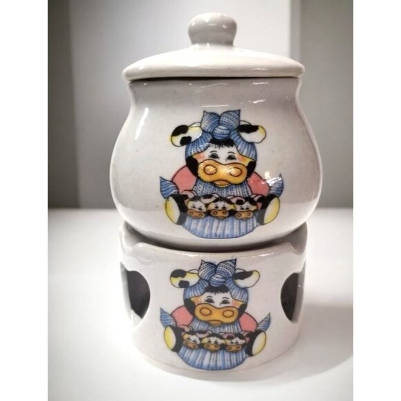 Country Collection 1997 Multi-Color Ceramic Cow Potpurri Pot - Picture 1 of 8